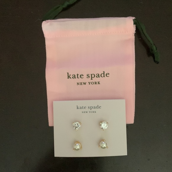 Kate Spade Rise & Shine Earrings Set of 2 (Cubic Zirconia/Glass Pearl)/Dust bag - Picture 2 of 5
